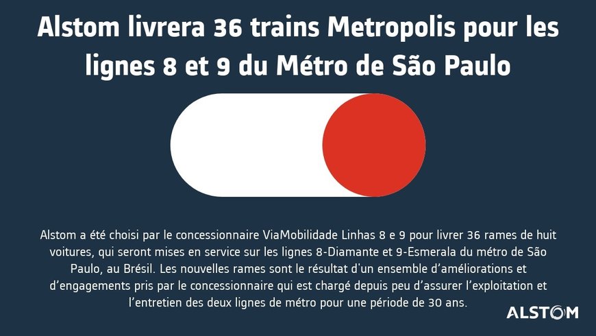 Alstom livrera 36 trains Metropolis pour les lignes 8 et 9 du Métro de São Paulo